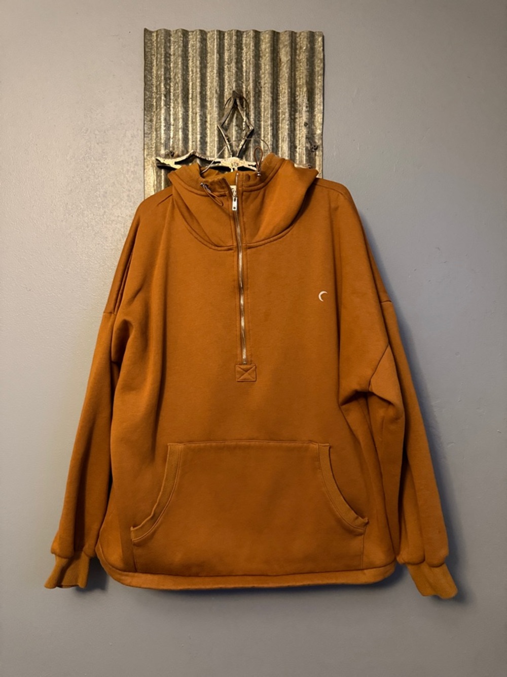 Women’s Half-Zip Hooded Pullover Sweater - Rust